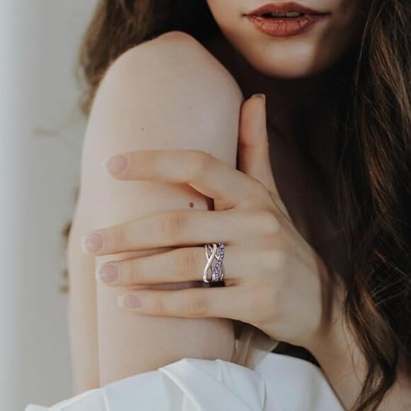 Twisted Knot Ring Infinity Crisscross Statement Rings - Amethyst - Picture 4 of 5
